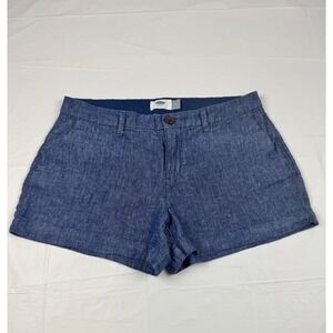 Old Navy Linen Cotton Herringbone Everyday Shorts Medium Indigo Blue Womens 4